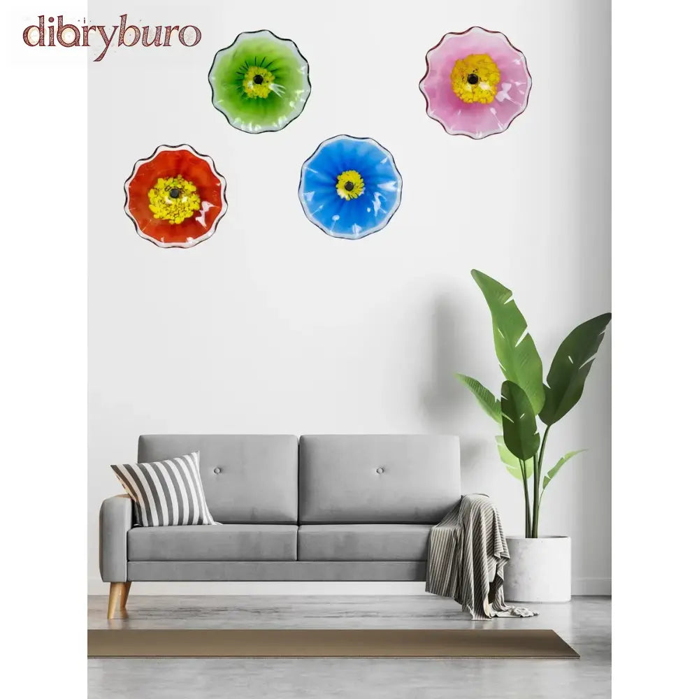 12IN Diameter Blue Art Glass Wall Décor - 12 x 12