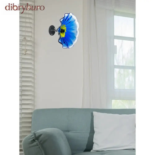 12IN Diameter Blue Art Glass Wall Décor - 12 x 12