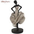 Black Polyresin Dancer Decorative Sculpture with Silver Dress - 6’’W x 6’’L x 14’’H - 6’’W x 6’’L x 14’’H / Black