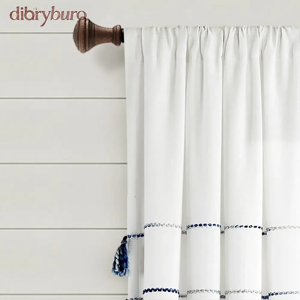 Boho Stripe Woven Tassel Yarn Dyed Cotton Window Curtain Panel Pair