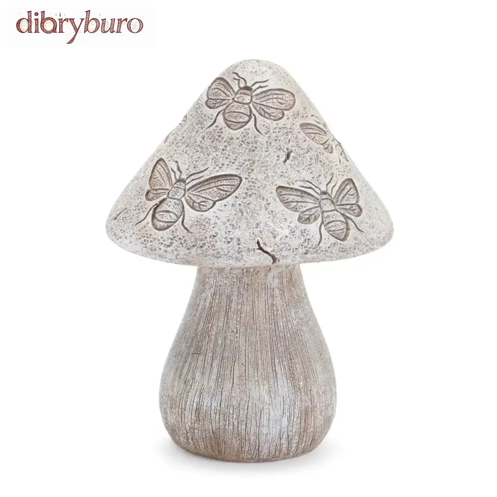 Bumble Bee and Butterfly Print Mushroom (Set of 2) - Grey, Beige