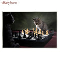 Cats Playing Chess Wall Plaque Art Design - 15 x 10