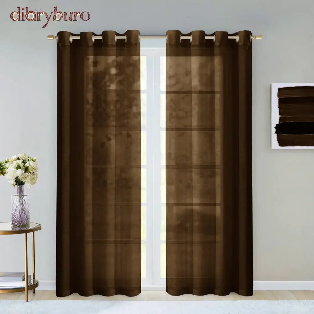 Extra Wide Curtains Solid Sheer Window Curtain Panel Pair - 108’’ W x 84’’ L / Chocolate