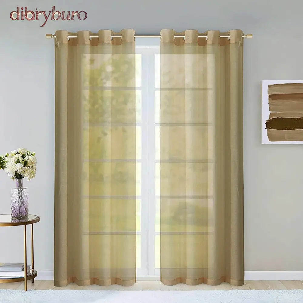 Extra Wide Curtains Solid Sheer Window Curtain Panel Pair - 108’’ W x 84’’ L / Coffee