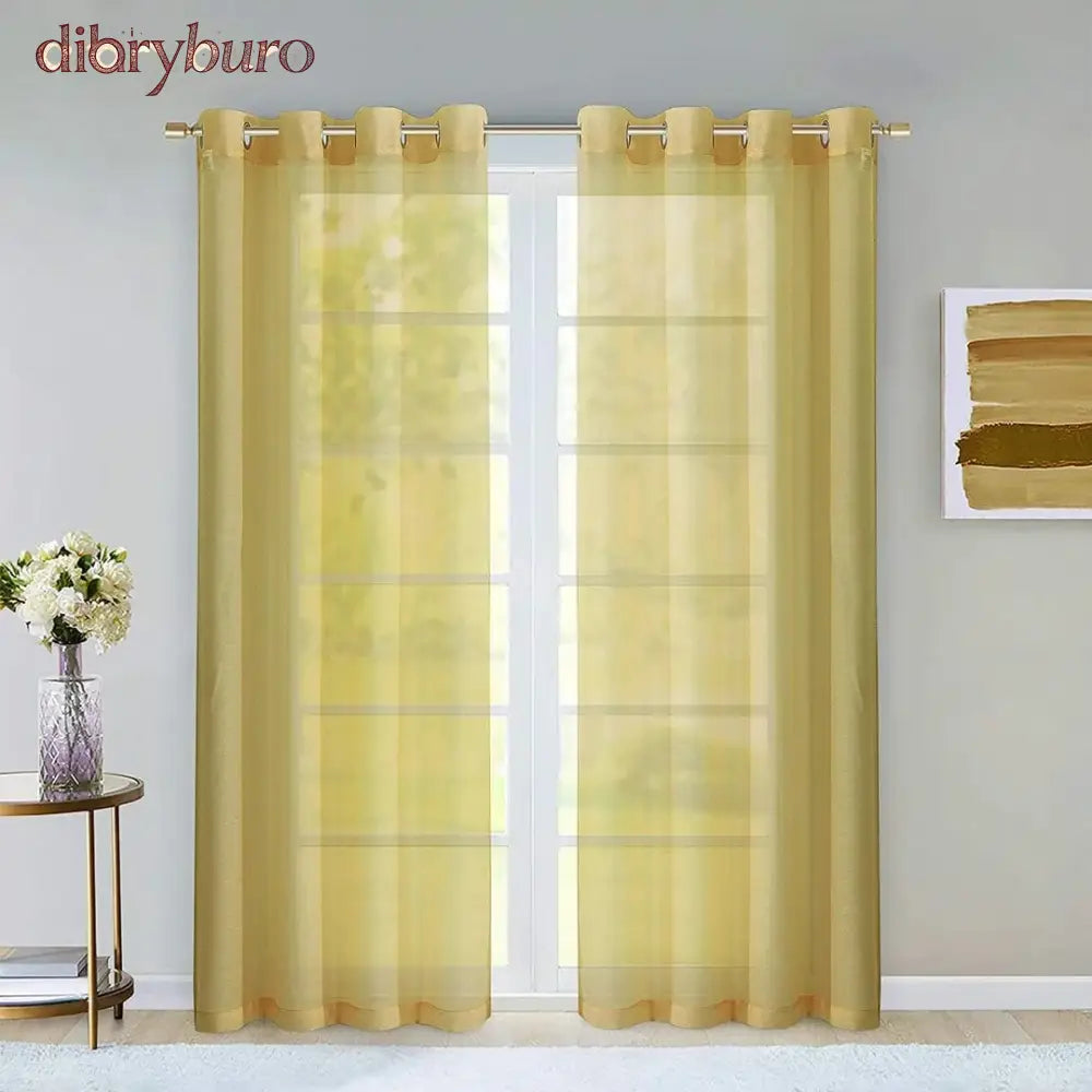 Extra Wide Curtains Solid Sheer Window Curtain Panel Pair - 108’’ W x 84’’ L / Gold