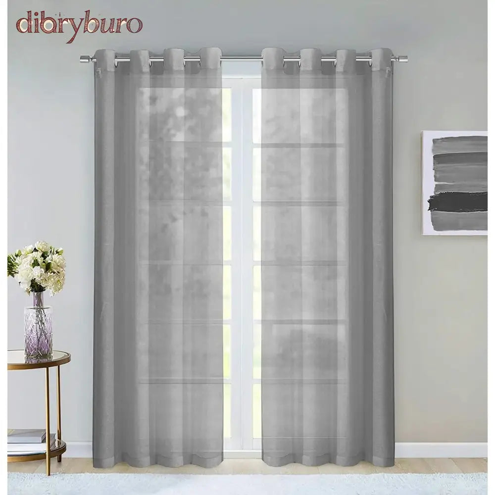 Extra Wide Curtains Solid Sheer Window Curtain Panel Pair - 108’’ W x 84’’ L / Silver