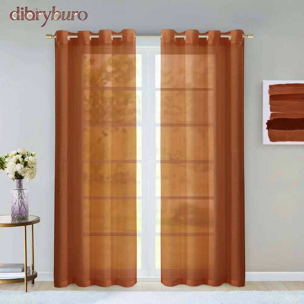 Extra Wide Curtains Solid Sheer Window Curtain Panel Pair - 108’’ W x 84’’ L / Spice