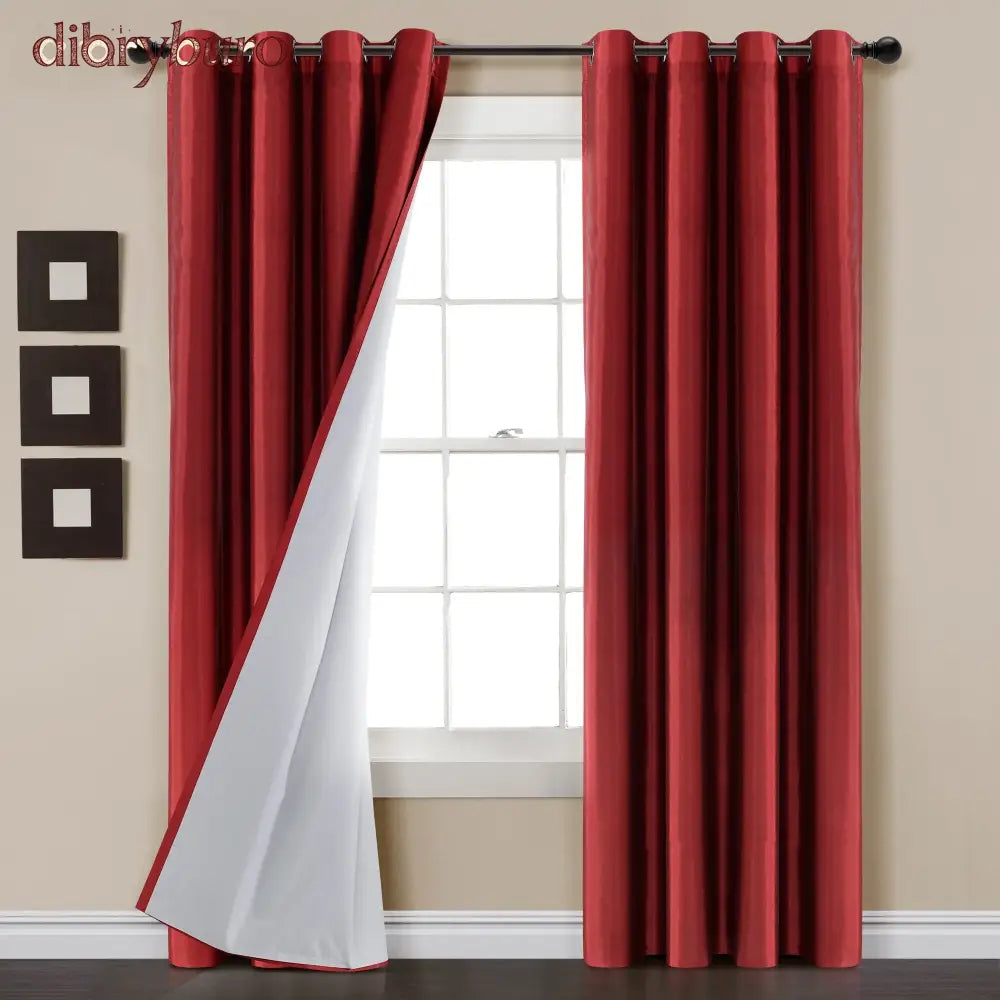 Insulated Grommet Blackout Faux Silk Window Curtain Panel