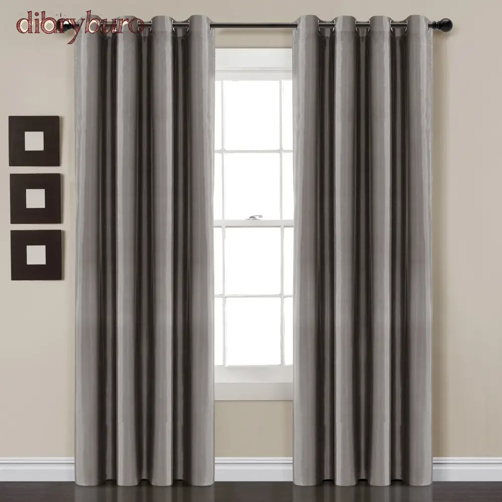 Insulated Grommet Blackout Faux Silk Window Curtain Panel - 84 Inches / Dark Grey