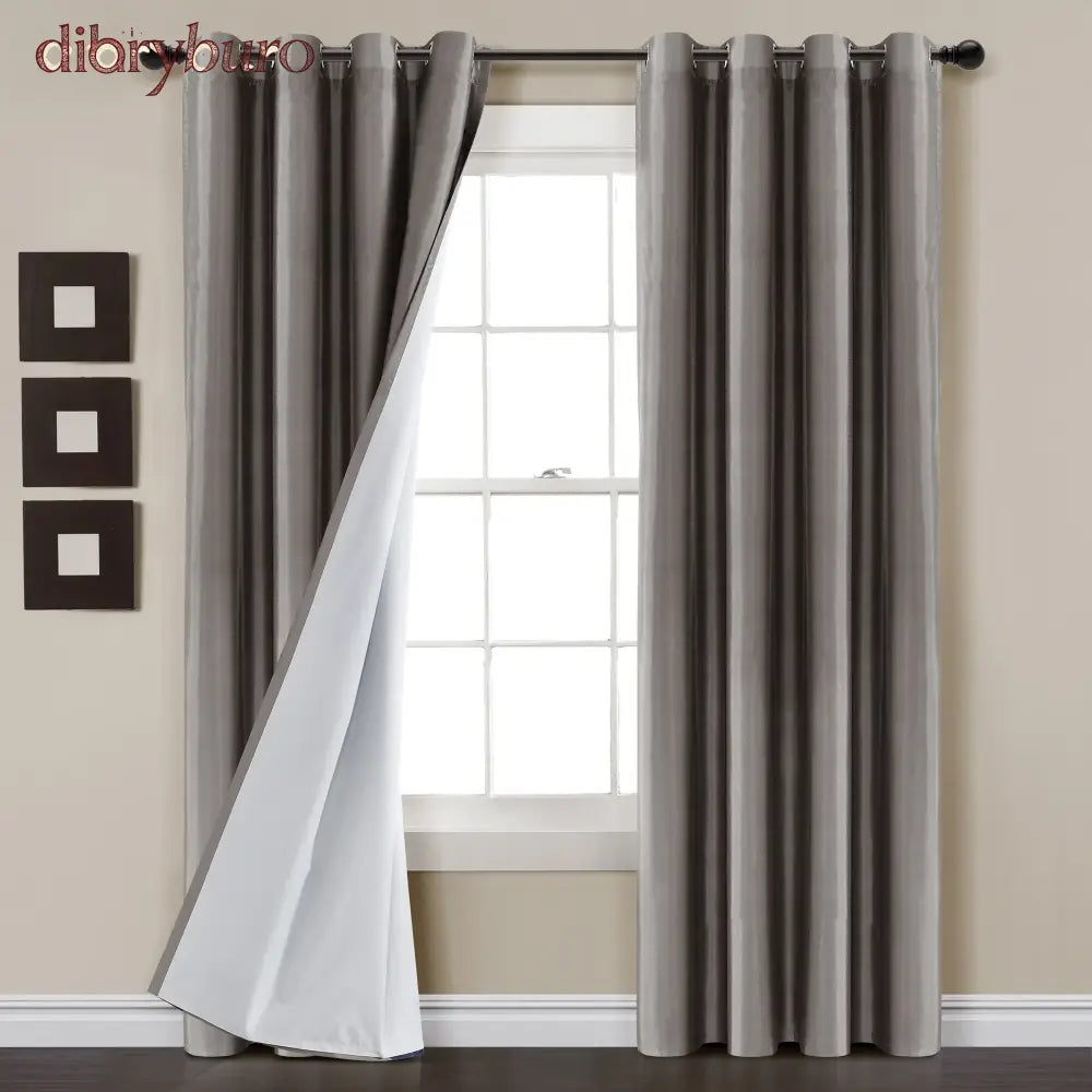 Insulated Grommet Blackout Faux Silk Window Curtain Panel