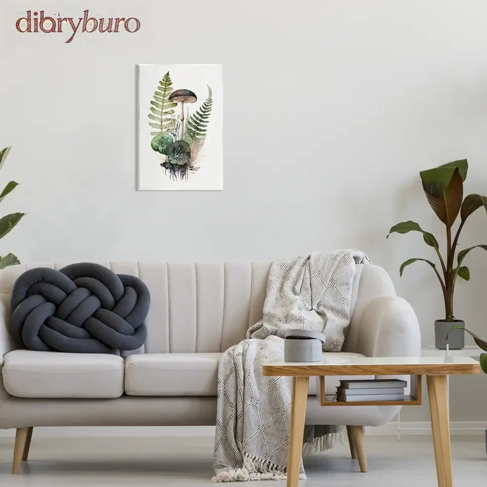 Mushroom & Ferns Nature Wall Plaque Art Design - 10 x 15