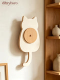 Nordic cat with wagging tail wall clock - White