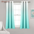 Ombre Blackout Grommet Top Curtain Panel Pair - 63 Inches / Aqua