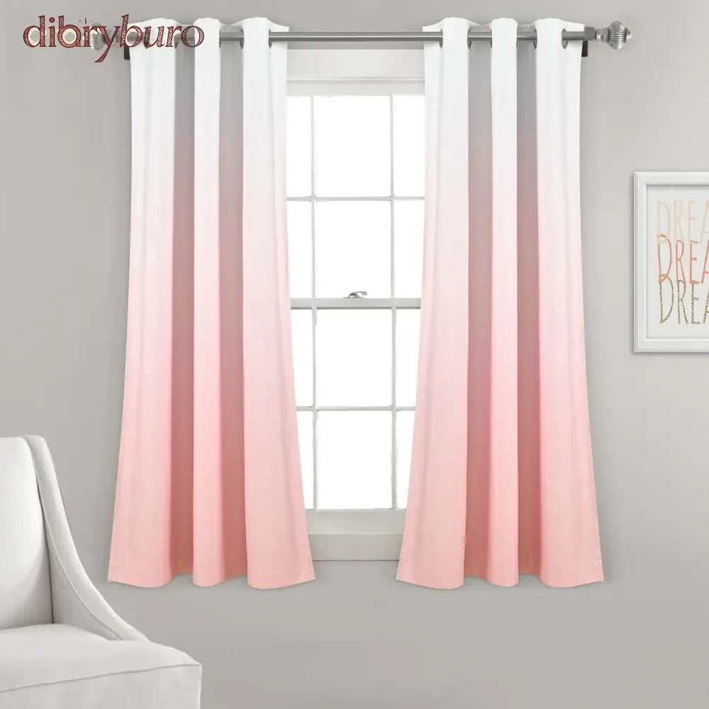 Ombre Blackout Grommet Top Curtain Panel Pair - 63 Inches / Blush