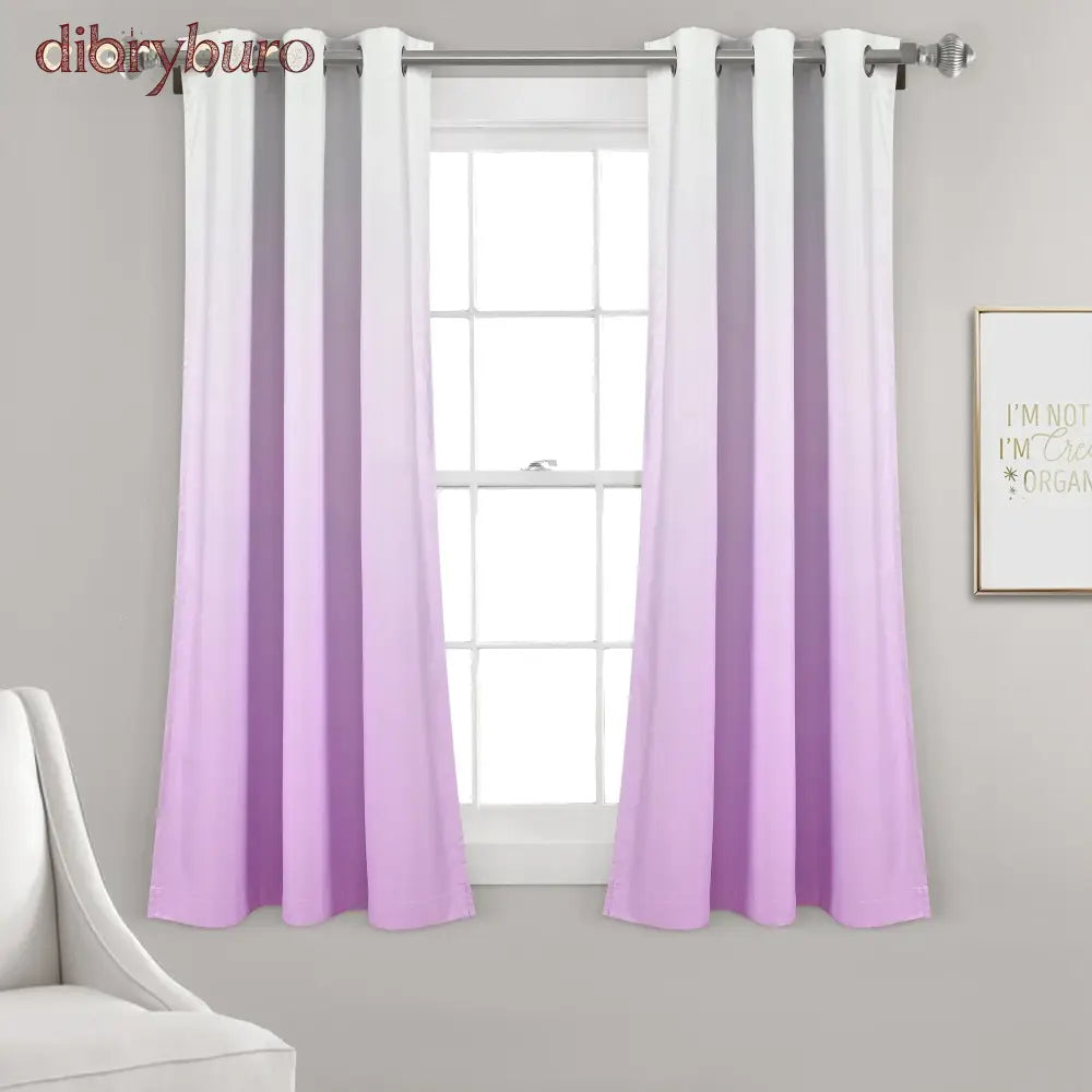 Ombre Blackout Grommet Top Curtain Panel Pair - 63 Inches / Lavender
