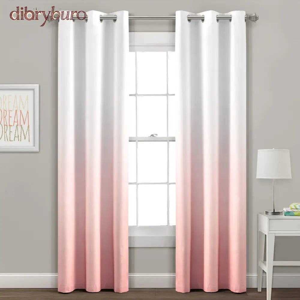 Ombre Blackout Grommet Top Curtain Panel Pair - 84 Inches / Blush