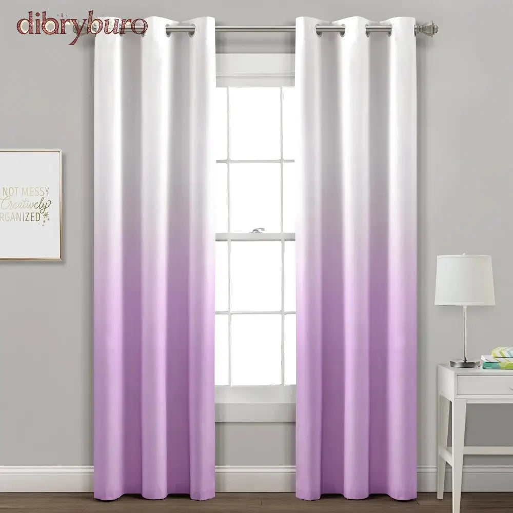 Ombre Blackout Grommet Top Curtain Panel Pair - 84 Inches / Lavender
