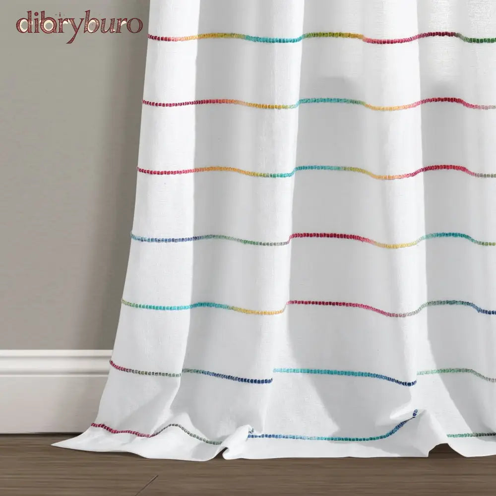 Ombre Stripe Cotton Curtain Panel Pair