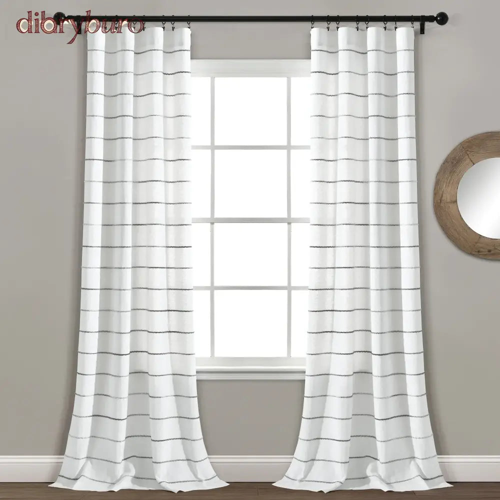 Ombre Stripe Cotton Curtain Panel Pair - Gray / 40’’w x 108’’l