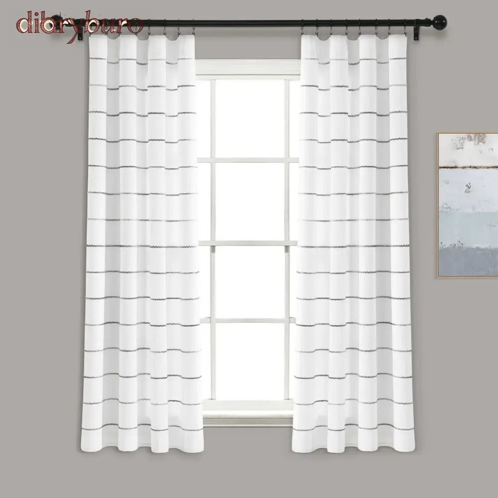 Ombre Stripe Cotton Curtain Panel Pair - Gray / 40’’w x 63’’l
