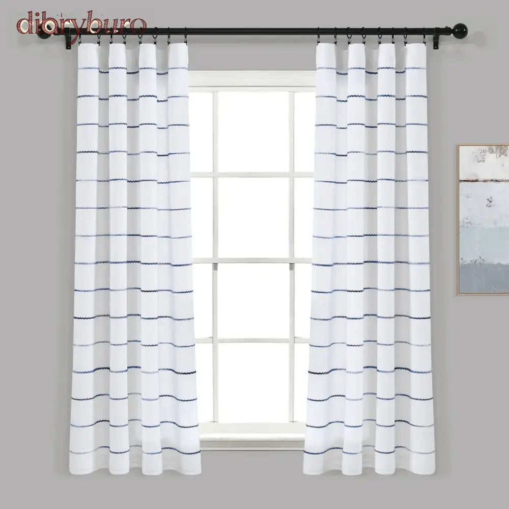 Ombre Stripe Cotton Curtain Panel Pair - Navy / 40’’w x 63’’l