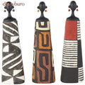 Resin Woman African Sculpture with Red Orange and White Dresswear - Set of 3 Black - Roche River Decor - Black