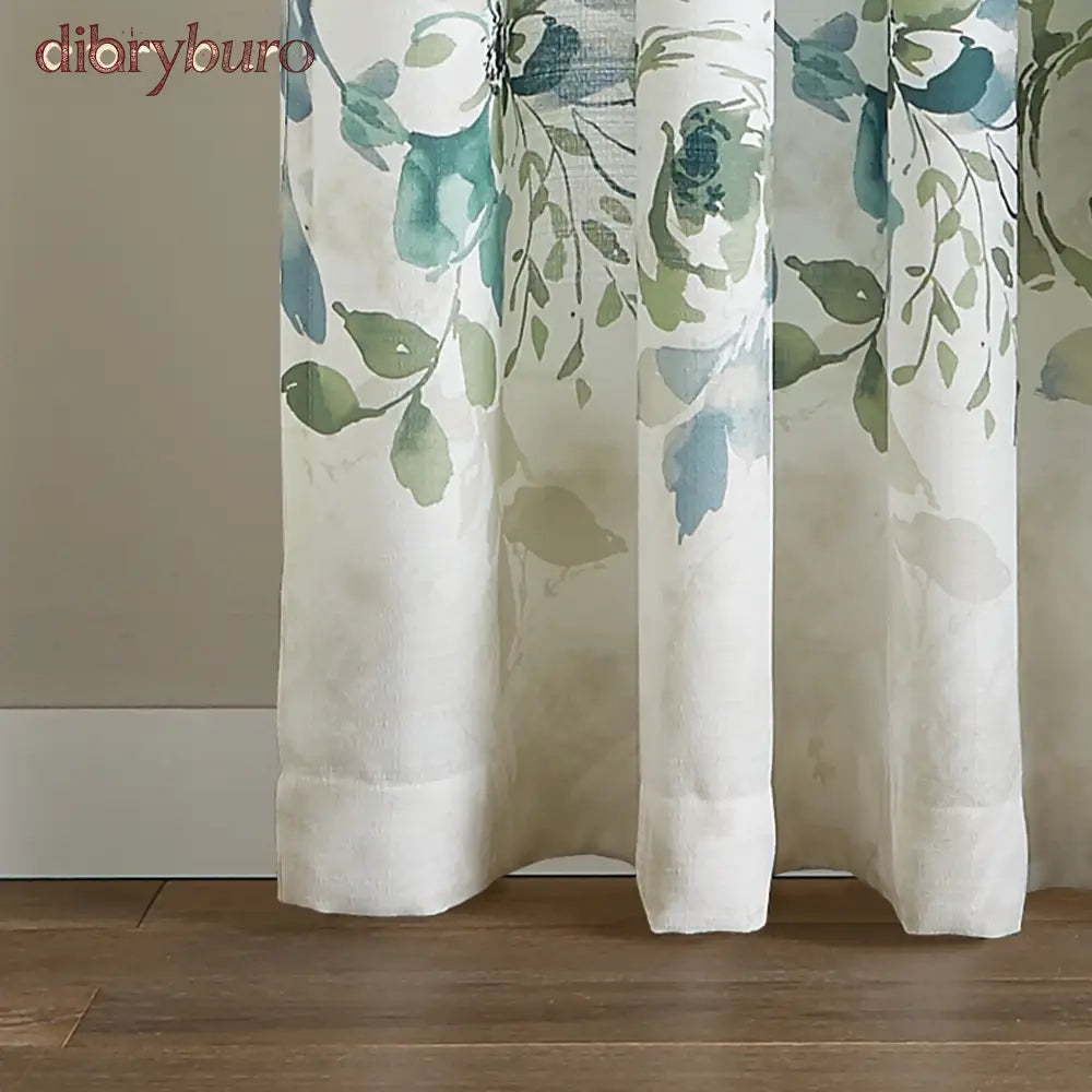 Watercolor Floral Flip Over Rod Pocket Single Curtain Panel