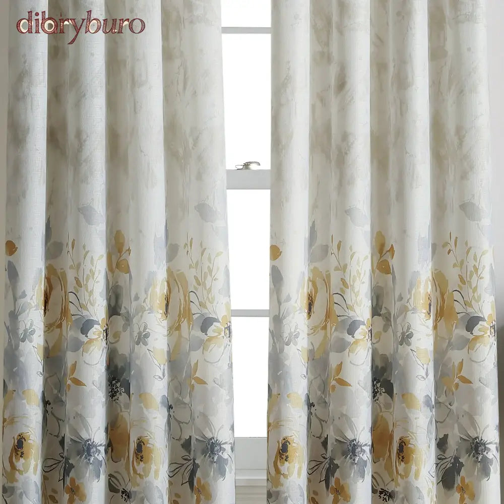Watercolor Floral Flip Over Rod Pocket Single Curtain Panel