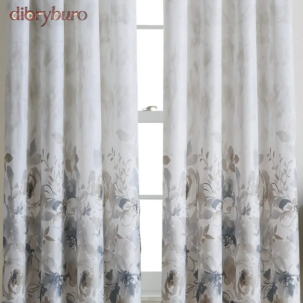 Watercolor Floral Flip Over Rod Pocket Single Curtain Panel