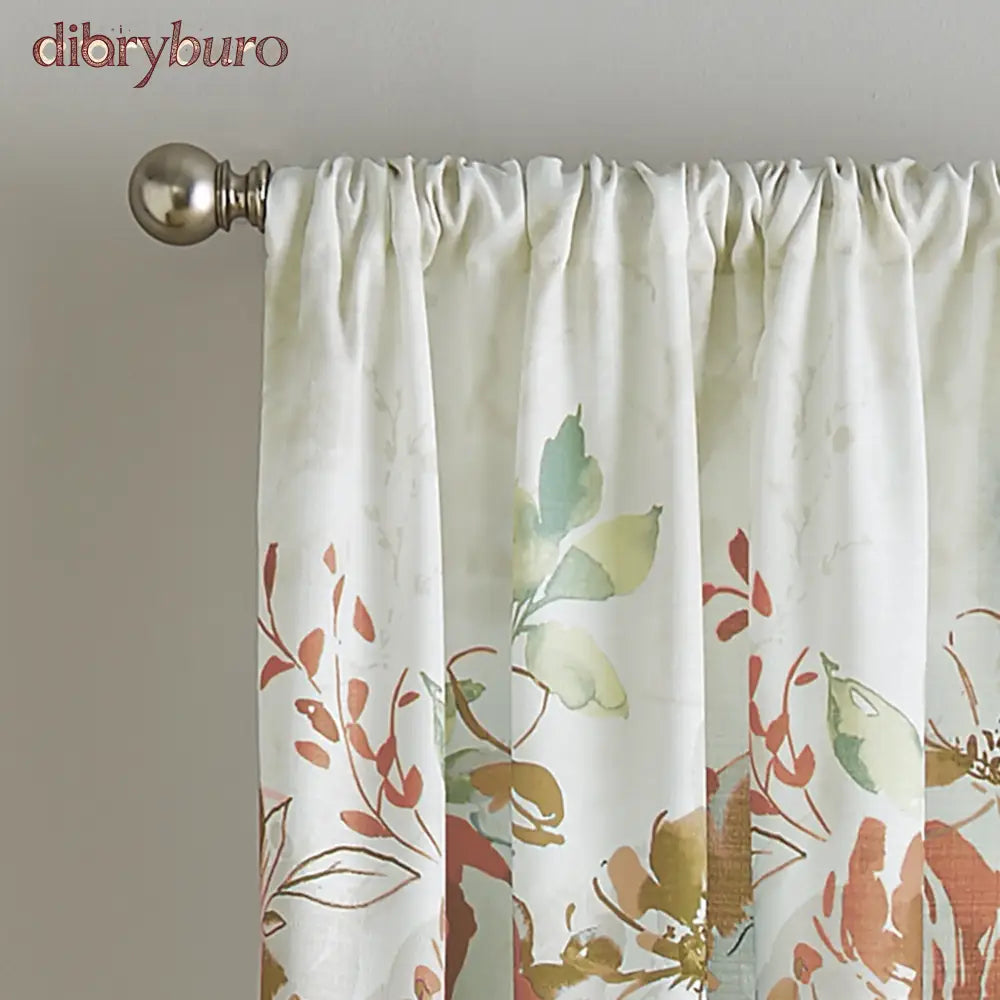 Watercolor Floral Flip Over Rod Pocket Single Curtain Panel