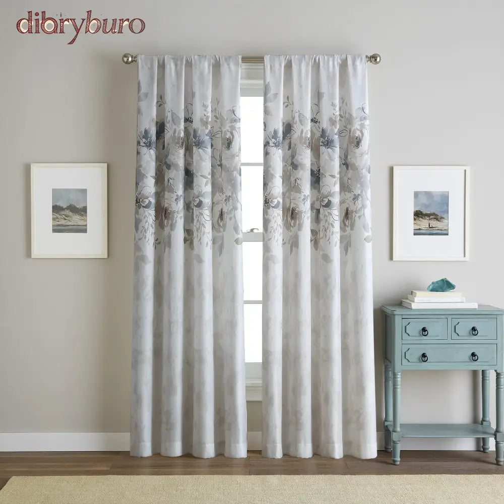Watercolor Floral Flip Over Rod Pocket Single Curtain Panel