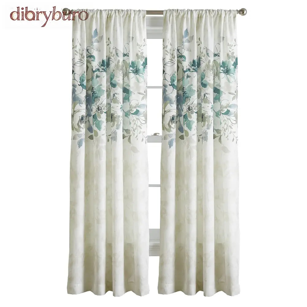 Watercolor Floral Flip Over Rod Pocket Single Curtain Panel