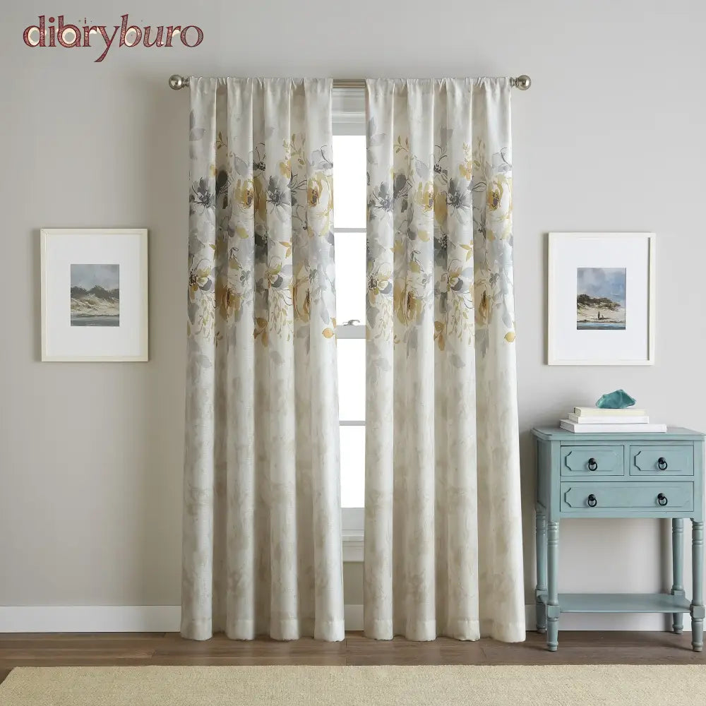 Watercolor Floral Flip Over Rod Pocket Single Curtain Panel