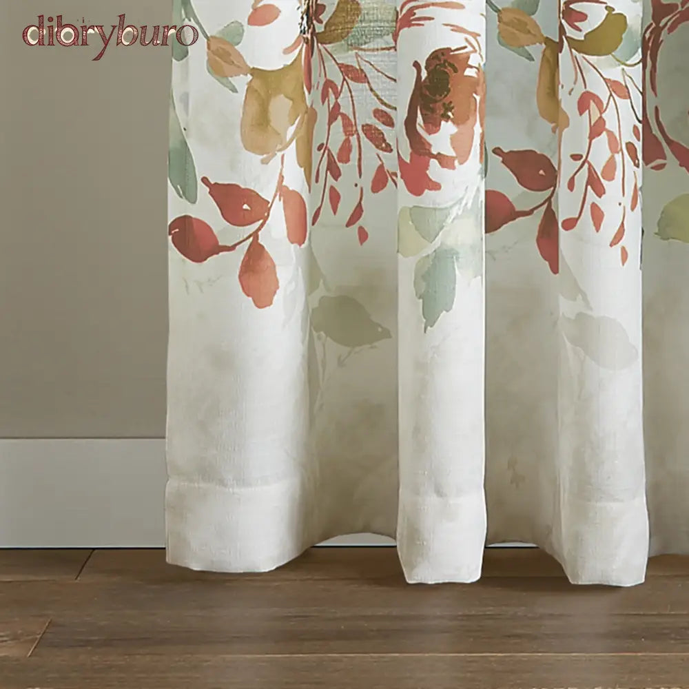 Watercolor Floral Flip Over Rod Pocket Single Curtain Panel