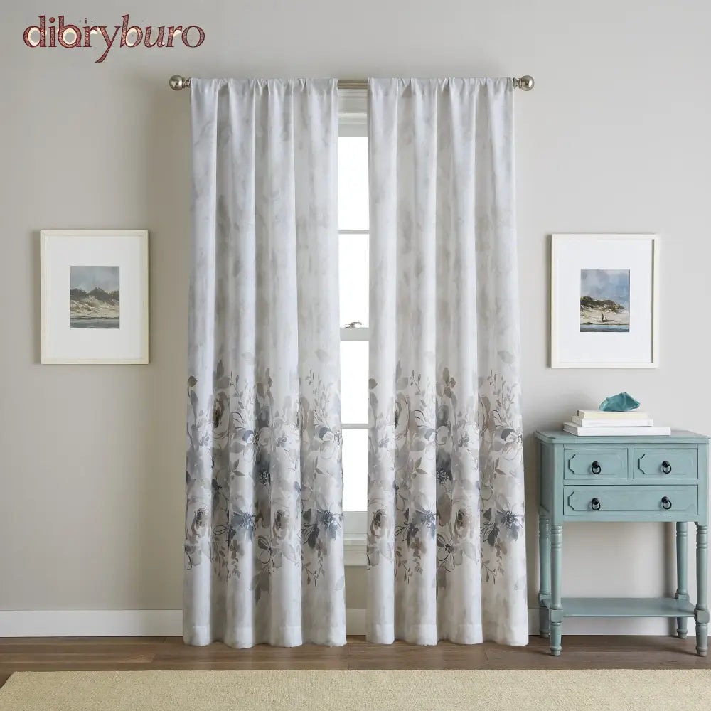 Watercolor Floral Flip Over Rod Pocket Single Curtain Panel - Natural / 50’’ w x 84’’ l