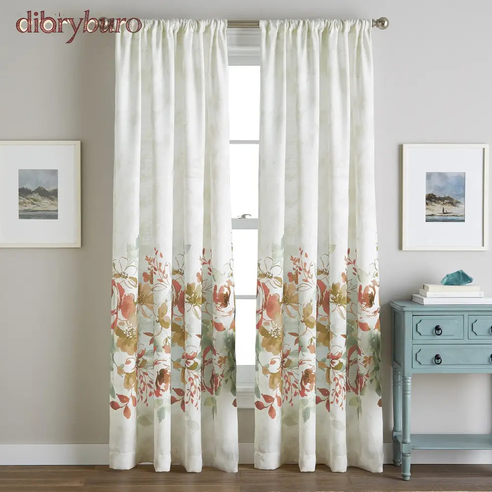 Watercolor Floral Flip Over Rod Pocket Single Curtain Panel - Spice / 50’’ w x 84’’ l